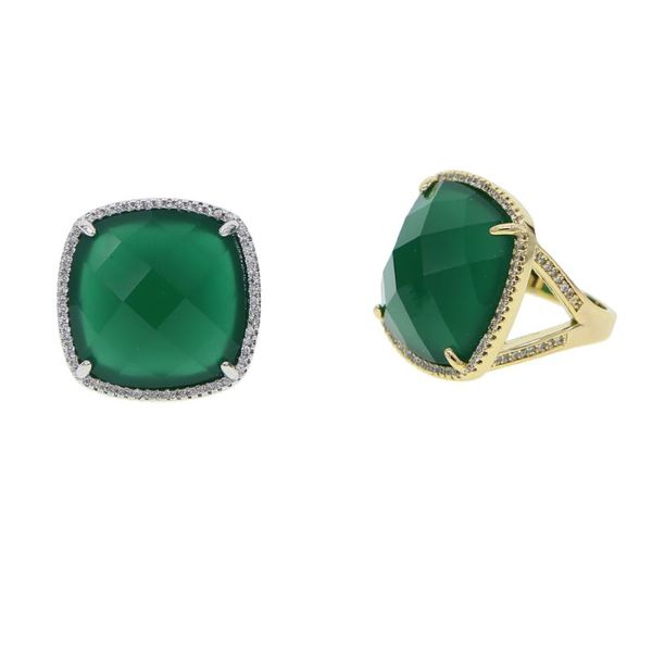 Anelli a grappolo di lusso Zirconia cubica geometrica grande forma quadrata verde 19 mm pietra per le donne regalo di nozze di moda anello gioielliCluster ClusterCl