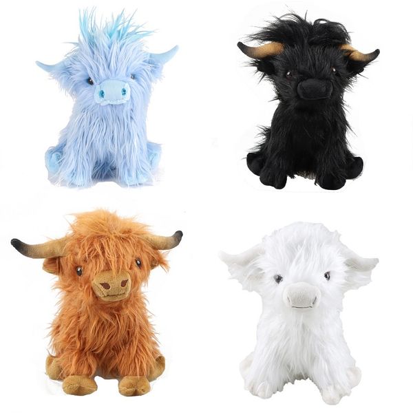 Fábrica de atacado 3 cores 25 cm Highland Cow brinquedos de pelúcia escocês Highland Cow lã longa vaca boneca crianças presentes