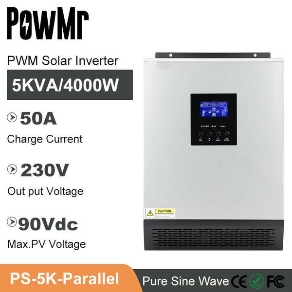 Invertitore di carica solare a onda sinusoidale pura da 5 KVA PWM 50 A 48 V CC Carica CA in uscita 220 V e PV massimo 90 V CC con inverter ibrido parallelo