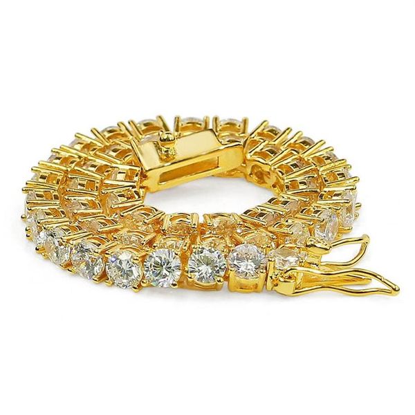 3 4 5mm Hip Hop Tênis Pulseiras Zircão Branco Bling Brilhante 24k Banhado A Ouro Pulseira Jewelry304I