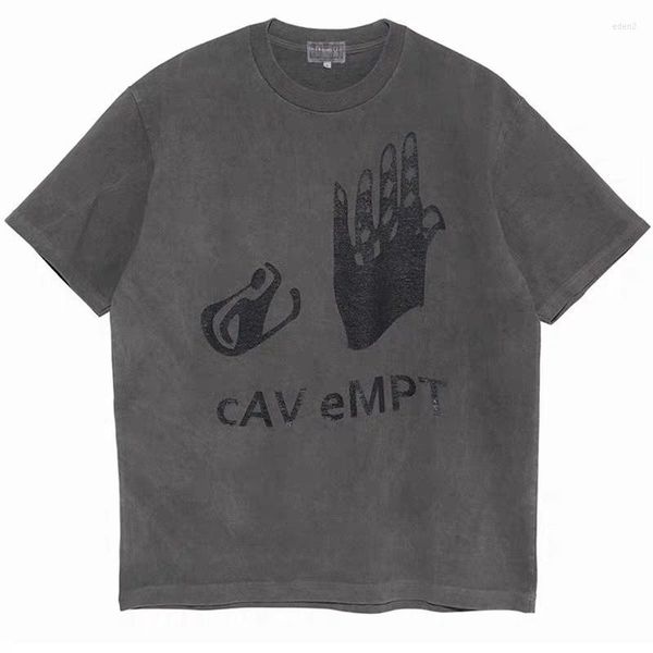 Erkek Tişörtleri Cavempt C.E T-Shirt Erkek Kadınlar 1: 1 Batik Eski Kısa Kollu Üstü yapmak