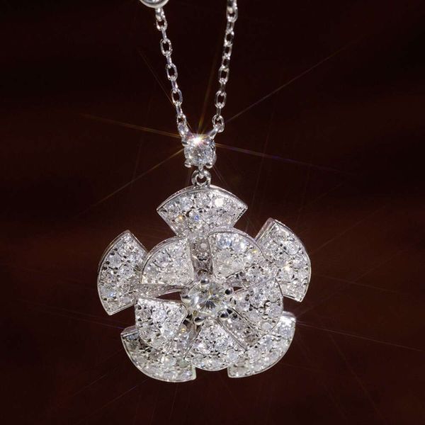 18-каратное однотонное белое золото 1,28 карата с бриллиантами, бутон цветка, очаровательное ожерелье с подвеской для женщин, изысканное модное ожерелье, ювелирные изделия