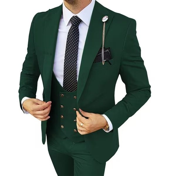 Herrenanzüge Blazer Bräutigam Männlich Hochzeit Prom Männer Grün Slim Fit Smoking Formelle Geschäftsarbeitskleidung 3-teilige Sets Jacke Hose Weste 231116