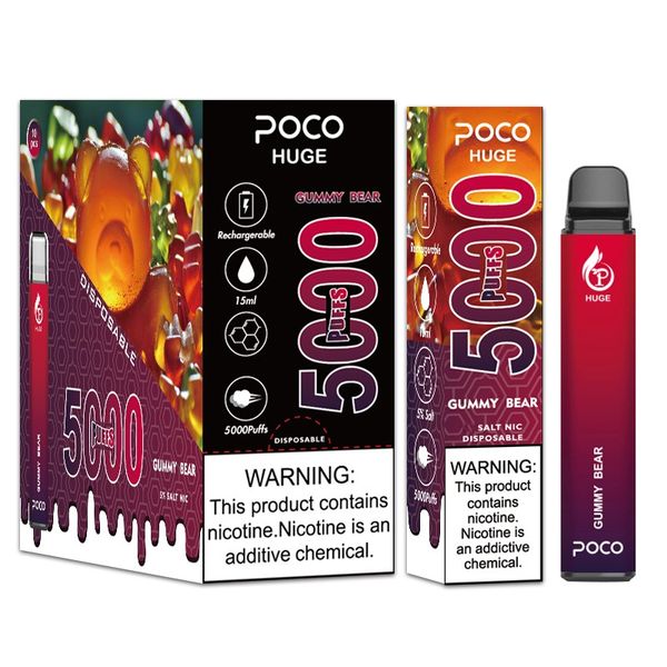 Bobina de malha de venda quente original 5000 Puffs Poco 5k Enorme Caneta Vape Descartável Cigarro Eletrônico Recarregável 15ml 10 Cores Dispositivo Mais Novo Vapor Desechable