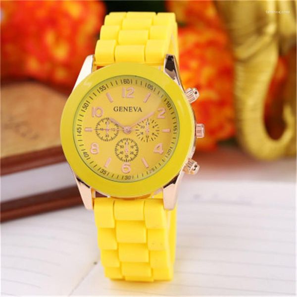 Relógios de pulso Jelly Color Kids Watches Moda Wwatch For Women Genebra GENEVA Relógio