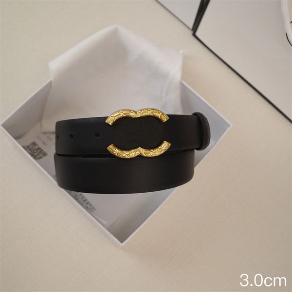 Luxusgürtel für Damen, goldfarben, glatte Schnalle, Designer-Gürtel, Leder, Damen-Taillenband, Herren, Breite 3,0 cm, wendbar, Marke, dunkler Gürtel, Geschenk-Ceinture-Box optional