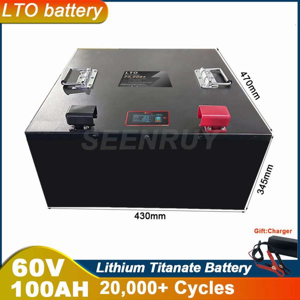 Batteria al litio titanato da 60 V 100 Ah LTO con caricabatterie per sistema solare domestico da 4000 W 8000 W Griglia cittadina (on/off) Stoccaggio di energia RV