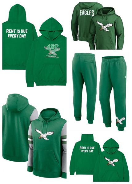 Moletom masculino com capuz JSP''Standard''Issue x Philadelphia''Eagles''Kelly Green Crop Joggers Pants