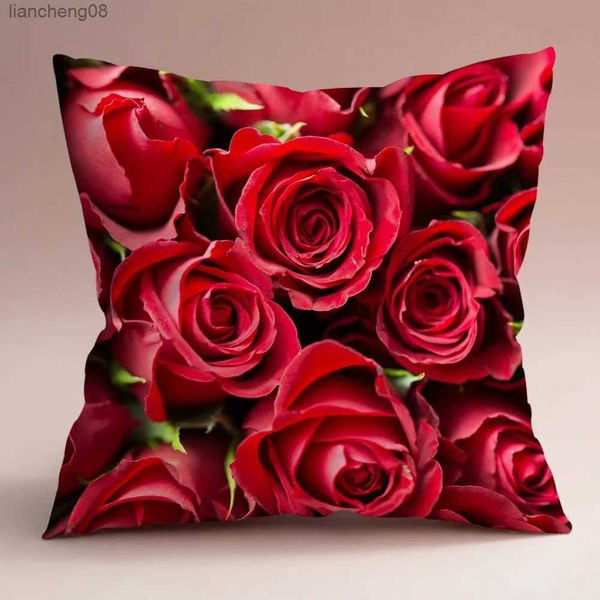 Almofada/decorativa 40/45/50/60cm rosa flor capa de almofada casa decoração de casamento sofá-cama caso rosa/vermelho rosa