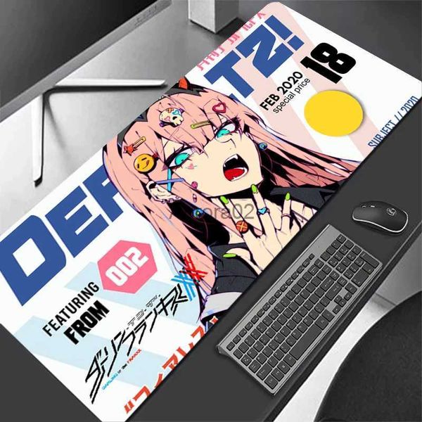 Mouse Pads Apoios de Pulso Grande Anime Mouse Pad Darling in the FranXX 02 Gaming Mouse Pad Grande Mouse Mat Zero Two XXL 90x40 HD Print Teclado Pads Desm Mat YQ231117