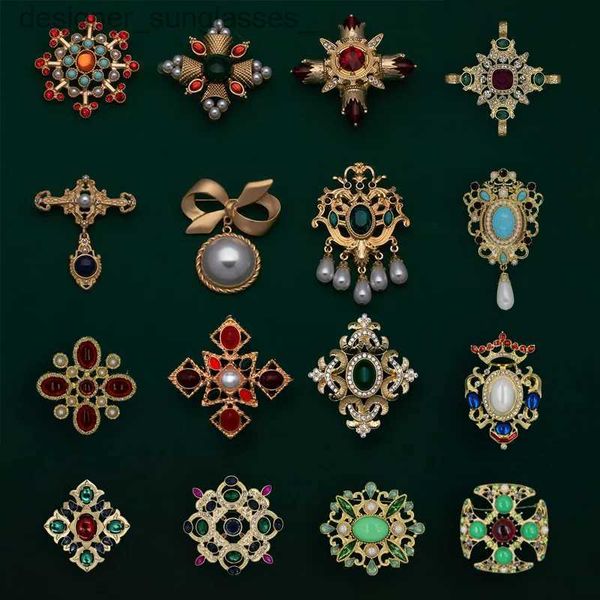 Pimler Broşlar Barok Vintage Altın Renk Kristal İnciler Pin Broşlar GEM BOW GEOMETRİK DİĞER BROOCH YALA