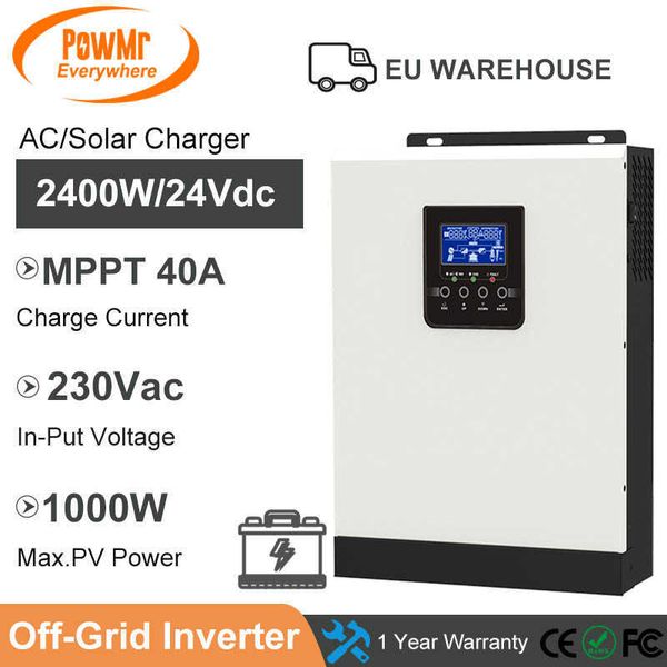 MPPT 40A Солнечное зарядное устройство 3000VA 2400W 220 В сетки инвертор 24 В зарядное устройство Pure Sine Wave и Max PV 102VDC Hybrid Inverter