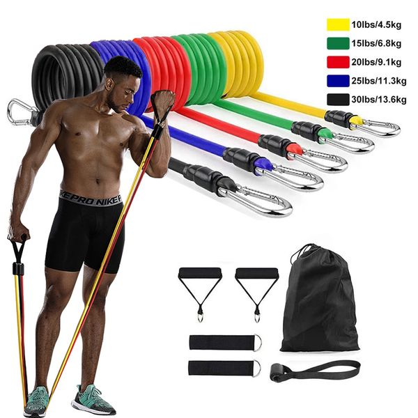 Fasce di resistenza 11 pezziSet Crossfit Latex Resistance Band Training Esercizio Tubo Yoga Corda Tirare Gomma elastica Expander Cintura per attrezzature Fitnes 230417