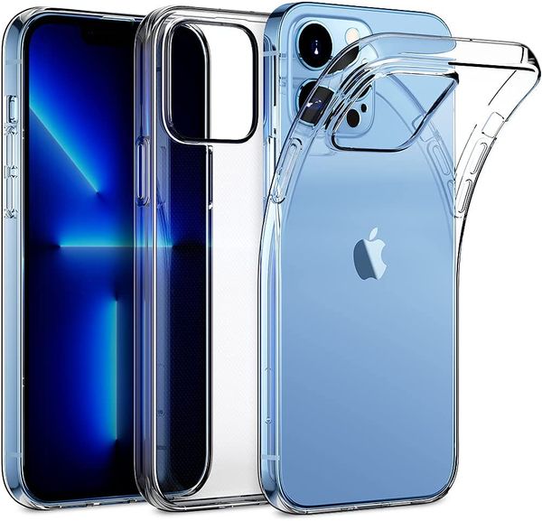 Şeffaf iPhone Kılıf Crystal Clear 1.2mm Ultra İnce Esnek TPU Silikon Koruyucu Kılıflar İPhone 15 14 13 12 11 Pro Max iPhone 15 Plus Geri Kapaklar
