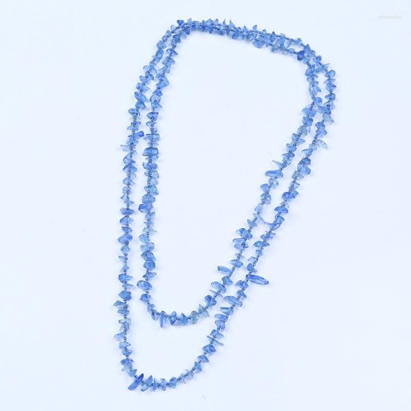 Ketten Exklusive Blaue Glasperlenkette Langes Yoga Für Frauen Fabrik Großhandel DIY Geschenk