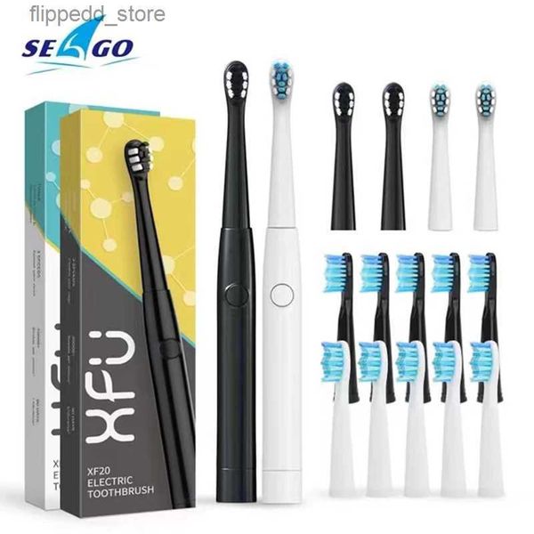 Spazzolino da denti SEAGO Spazzolino elettrico Sonic Batteria per adulti Porta spazzolino da denti con 3 testine di ricambio Impermeabile Smart Time SG549 Regalo Q231117