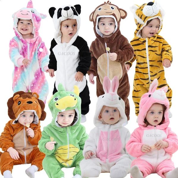 Pyjamas Kinder Onesie Pyjamas Tier Panda Tiger Einhorn Baby Strampler Winter Kigurumi Kuh Kostüm für Mädchen Jungen Overalls Overall 231116