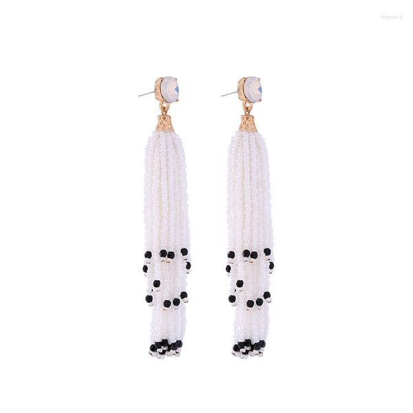 Orecchini pendenti Classic White Black Beads Fringe Shopping online India Women Chunky Long Jewelry Wholesale