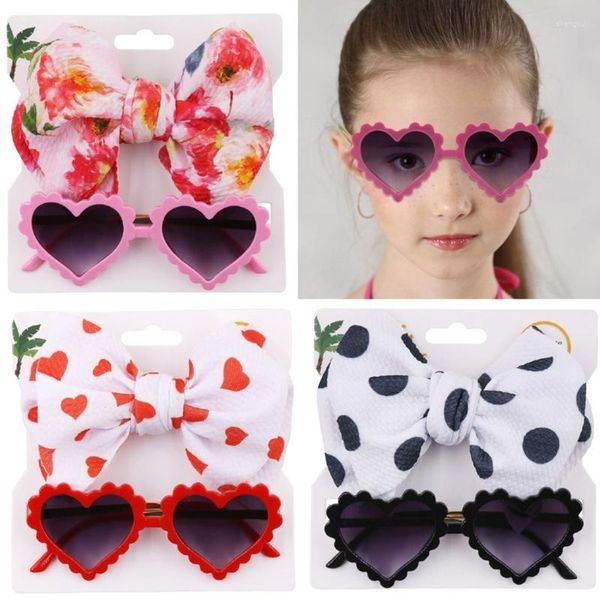 Accessori per capelli Occhiali da sole per bambini multi-stile Fascia per capelli Fiocco a forma di cuore per ragazze Regalo estivo per esterni QX2D