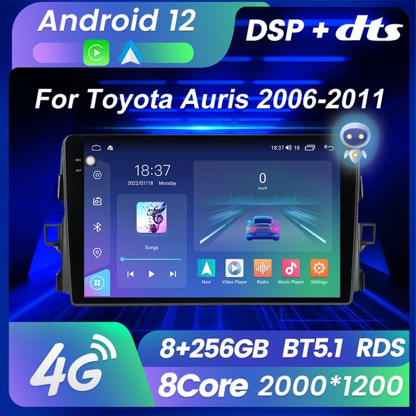 256G 2K QLED ANDROID CAR DVD Rádio para Toyota Auris 2006-2011 Player de vídeo multimídia 2din BT5.1 GPS AIVOICE AIVOICE