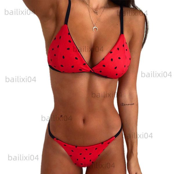 Costumi da bagno da donna Costumi da bagno Donna Costume da bagno Bikini 2023 New Sexy Push Up Bikini Set Stampa floreale Anguria Biquini Costume da bagno Abbigliamento estivo femminile T230417