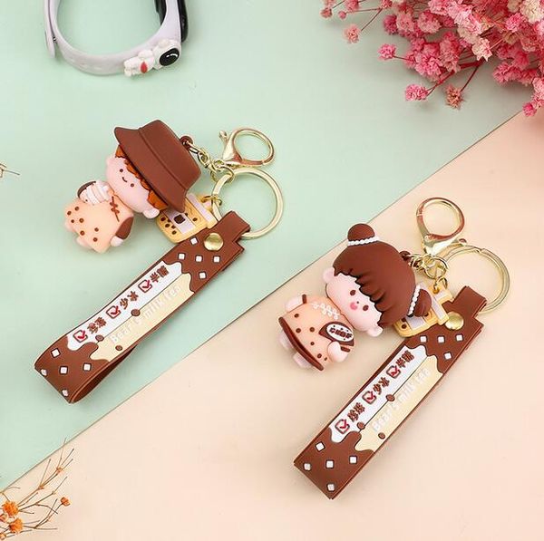 19 Estilo Originalidade Design desenho animado anéis de menino menina animal panda acrílico carros de metal pingente de pingente de pingente Keychain Children Toy Gift Jewelry Acessórios para suspenso