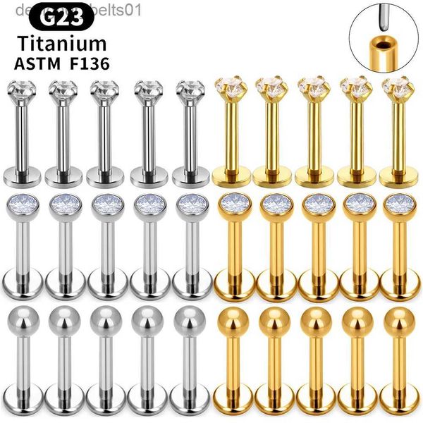 Stud 10pcs ASTM F136 G23 Titanyum Piercing Labret Dudak Halkası Küpe CZ kulak tragus kıkırdak sarmal Daith Pierc Mücevherat 16/18/20GL231117