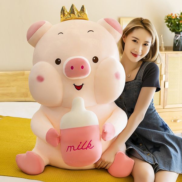 Fat Soft Cartoon Piggy Plush Doll Giant Cute Baby Bottle Pig Toy Large Bed Girl Carrying Sleeping Pillow Decoration Gift 35inch 90cm DY10161