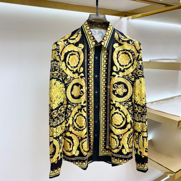 Modedesigner Männer Freizeithemden Hawaii Stil Designer Slim Fit Hemd Herbst Frühling Seide Baumwollmischung Langarmhemd