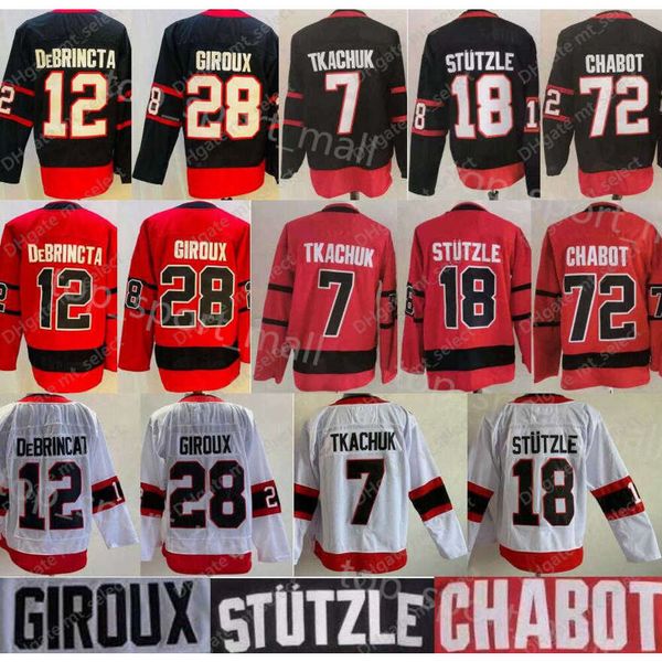 Reverse Retro Ice hockey''nHl'' 18 Tim Stutzle Jersey Stuetzle 12 Alex DeBrincat 28 Claude Giroux 7 Brady Tkachuk 72 Thomas Chabot Em branco para homens