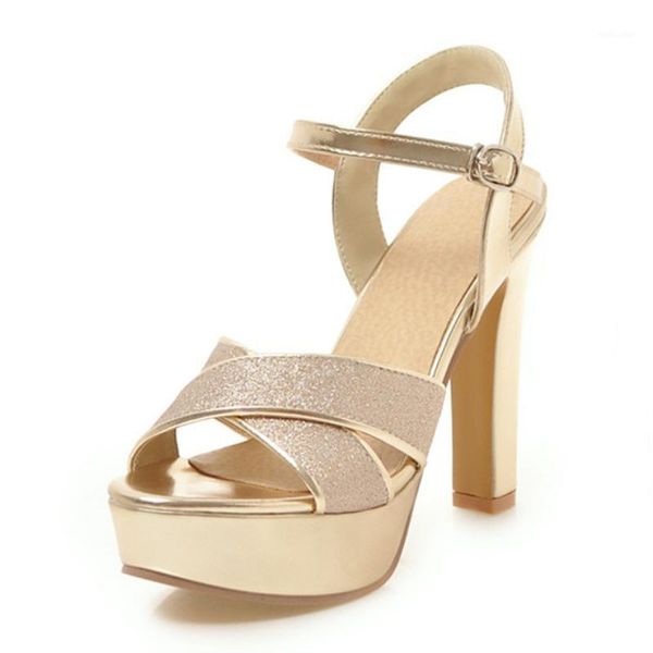 Sandalen Knöchelriemen Sommer Für Frauen Mode High Heels Plattform Gladiator Luxus Gold Silber Party Schuhe Woman1