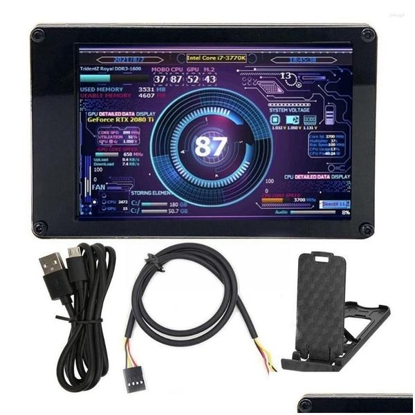 Monitörler Çift USB İkincil Ekran 3.5 inç IPS DIY Bilgisayar Sıcaklığı İzleme CPU GPU RAM HDD Mini ITX Kılıfı Aida6 L Dhgzy için