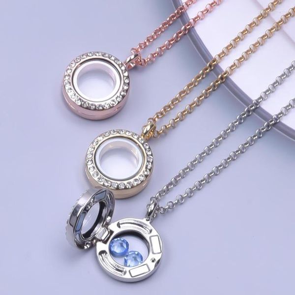 Anhänger Halsketten 20mm Runde Glas Floating Charms Medaillon Halskette Memory Po Relicario Für Frauen Geschenk Schmuck