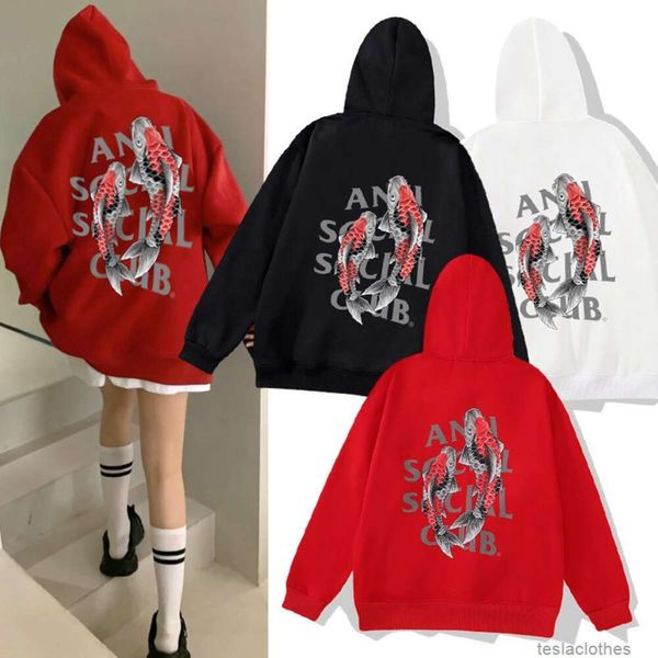 Tasarımcı Hoodie Erkek Sweatshirts Fashion Street Giyim 2023 Sonbahar/Kış Amerikan Sokağı Top sazan mektubu baskı gevşek kadife kapüşonlu kapüşonlu