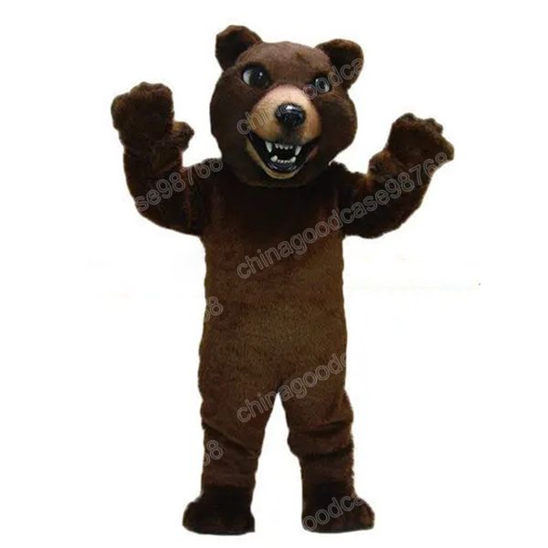 Costume della mascotte dell'orso bruno scuro di Natale Vestito da festa operato da Halloween di alta qualità Vestito da personaggio dei cartoni animati Vestito da carnevale Vestito unisex Puntelli pubblicitari