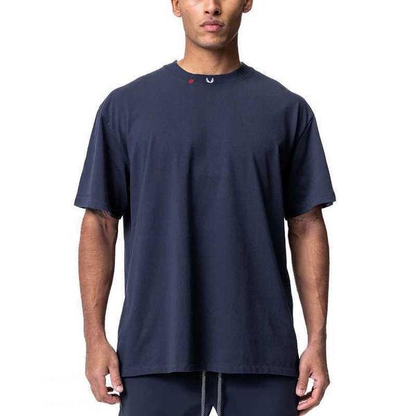 Camisetas masculinas de arsv camisetas de algodão masculino edição coreana edição de tamanho grande lava-ruas de manga curta de manga masculina marca de moda pequena decote de decote bordado de decote