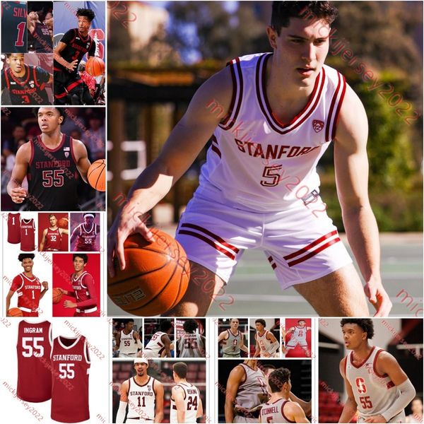 Maglia da basket Stanford Cardinal Jared Bynum Andrej Stojakovic Kanaan Carlyle Cameron Grant Aidan Cammann Maglie Stanford cucite su misura da uomo