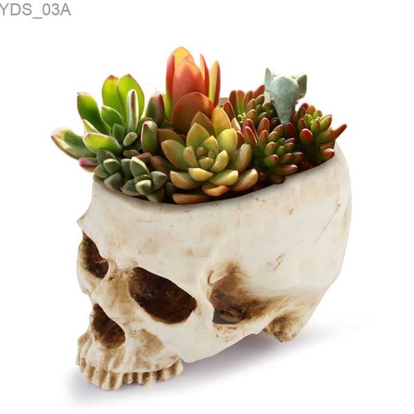 Fioriere Vasi Artigianato in resina Dente umano Cranio Fossile Insegnamento Scheletro Modello Halloween Home Office Vaso da fiori Fioriera Cranio Vaso Decorazione YQ231117