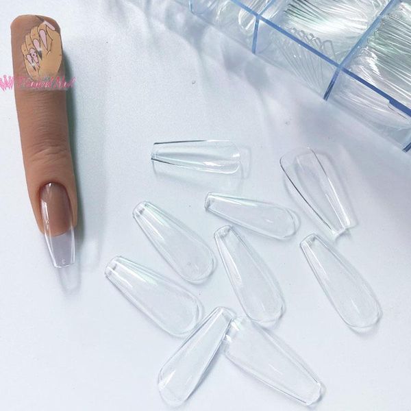 Falsche Nägel 480 Stück/Karton Gel X Sculpted Clear Long Coffin Full Cover Soft Nail Tips Faux Ongles Artificial Press On