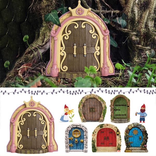 Objetos decorativos Figuras em miniatura fada gnome Door Elf Home para o quintal Arte Jardint Tree Startues