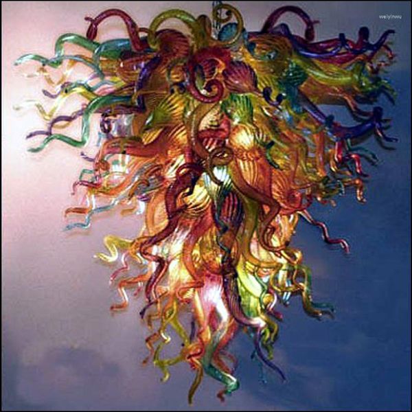 Kronleuchter im Chihuly-Stil, handgefertigt, geblasen, aus mehrfarbigem Murano-Glas, moderne LED-Kunst-Kronleuchter-Leuchte