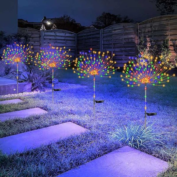 Strings LED 90/120/150 LED LUZES solares solares Garland Solar Firework Lights Christmas Lights natal Ramadan Decoration 2023 Decoração de casamento Ano Novo P230414