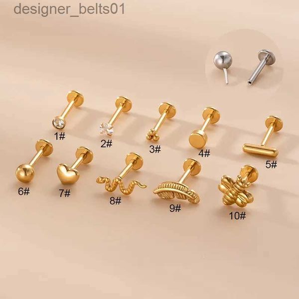 Stud 1 pezzo 1.2 * 8mm piercing gioielli per il corpo plug-in labbro stud per le donne 2022 nuova tendenza polsino dell'orecchio orecchini in acciaio inossidabile per adolescentiL231117