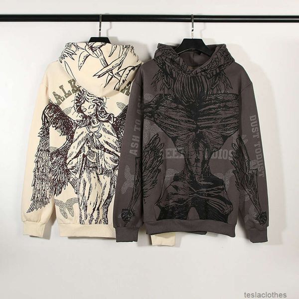 Designer Hoodie Herren Sweatshirts Mode Streetwear Ins Super Hot American High Street Trendy Made Old Pattern Kanyes Same Angel Wings Hoodie