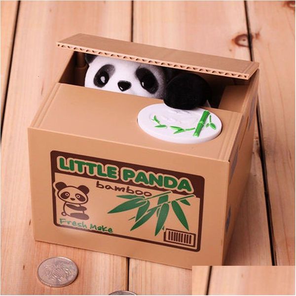 Boxen Lagerung# Aufbewahrungsboxen Bins Panda Münzbox Kinder Spardose Mated Cat Thief Spielzeug Geschenk für Kinder Piggy Saving Weihnachten Drop D Dhvj4