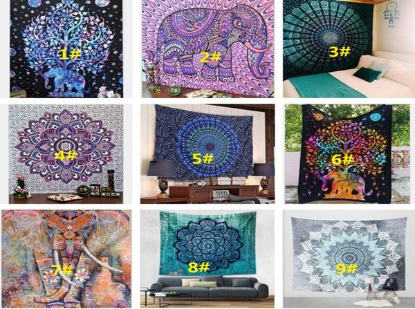 150130cm Neue Wandteppiche Bohemian Mandala Strand Tapisserie Hippie Überwurf Yoga Matte Handtuch Elefant Pfau Polyester Schal Badetuch W3142966