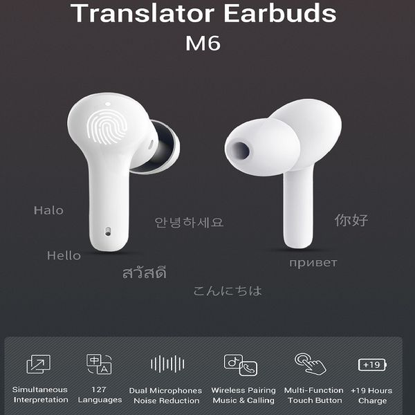 Transfronteiriço venda quente m6 fones de ouvido de tradução bluetooth inteligente suporta tradução multi-país de 127 idiomas fone de ouvido bluetooth