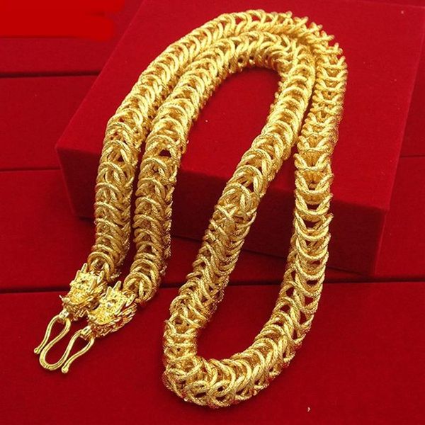 Collana da uomo a catena spessa Hip Hop Do9mm Collana da uomo ampia e massiccia Collana bicolore in oro 18 carati con catena a cordolo solida Collana con dichiarazione Gift255U