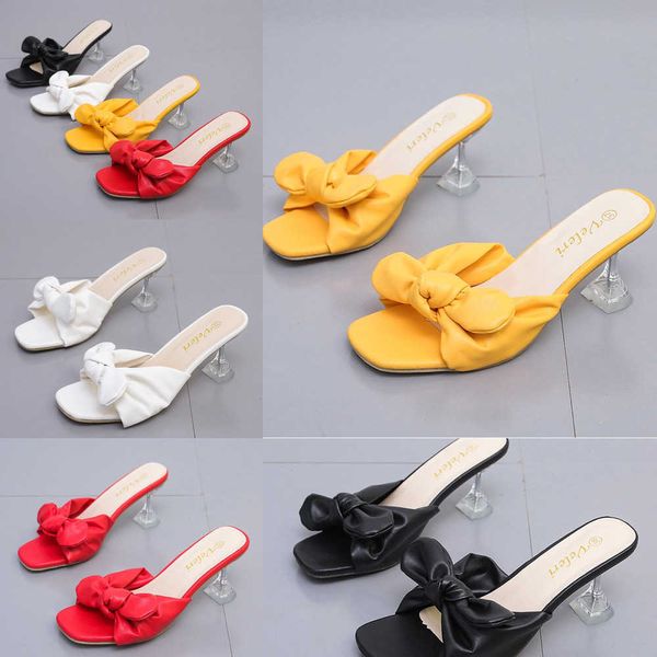 Nxy Sandalen Damenschuhe Hochhackige Hausschuhe Dicke Schleife Pantoletten Elegante Schmetterlingsknoten Cut Out Slides Ytmtloy Summer Zapatillas Mujer Casa 230322