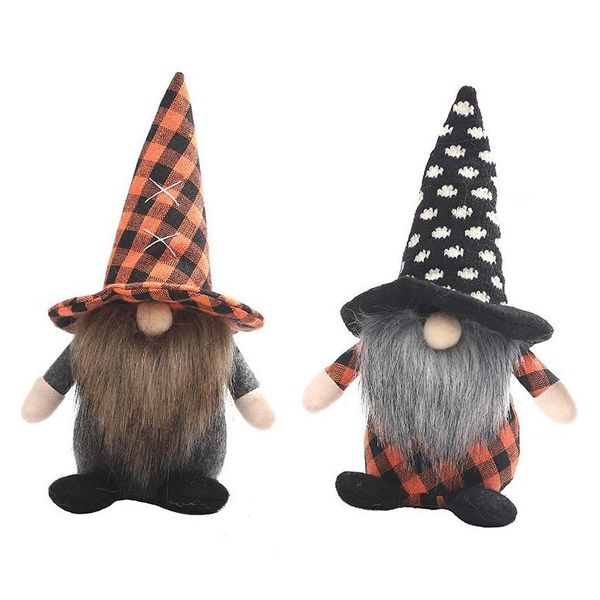 Outros suprimentos de festa festiva feitos à mão Halloween Boo Boneca Gnomes sem rosto Ornamentos Rudolph Standing Bat Dwarf Plush Elf Craft para Ho DHD2R